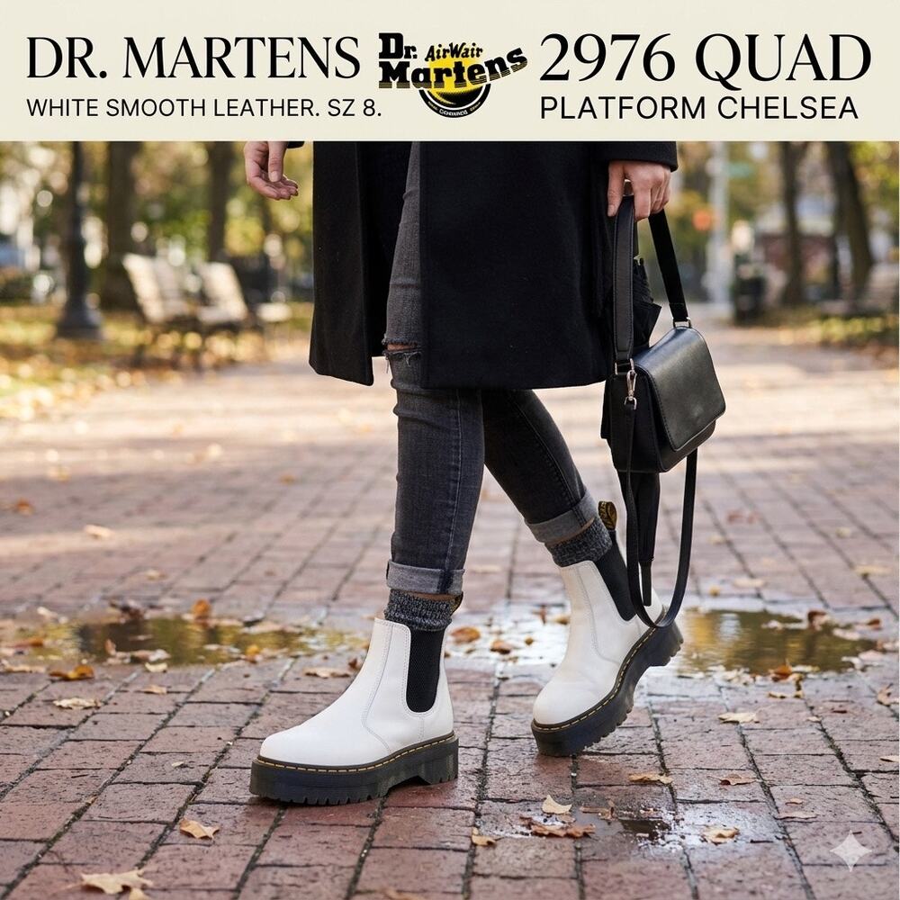 Dr. Martens 2976 Quad Platform Chelsea Boots - White